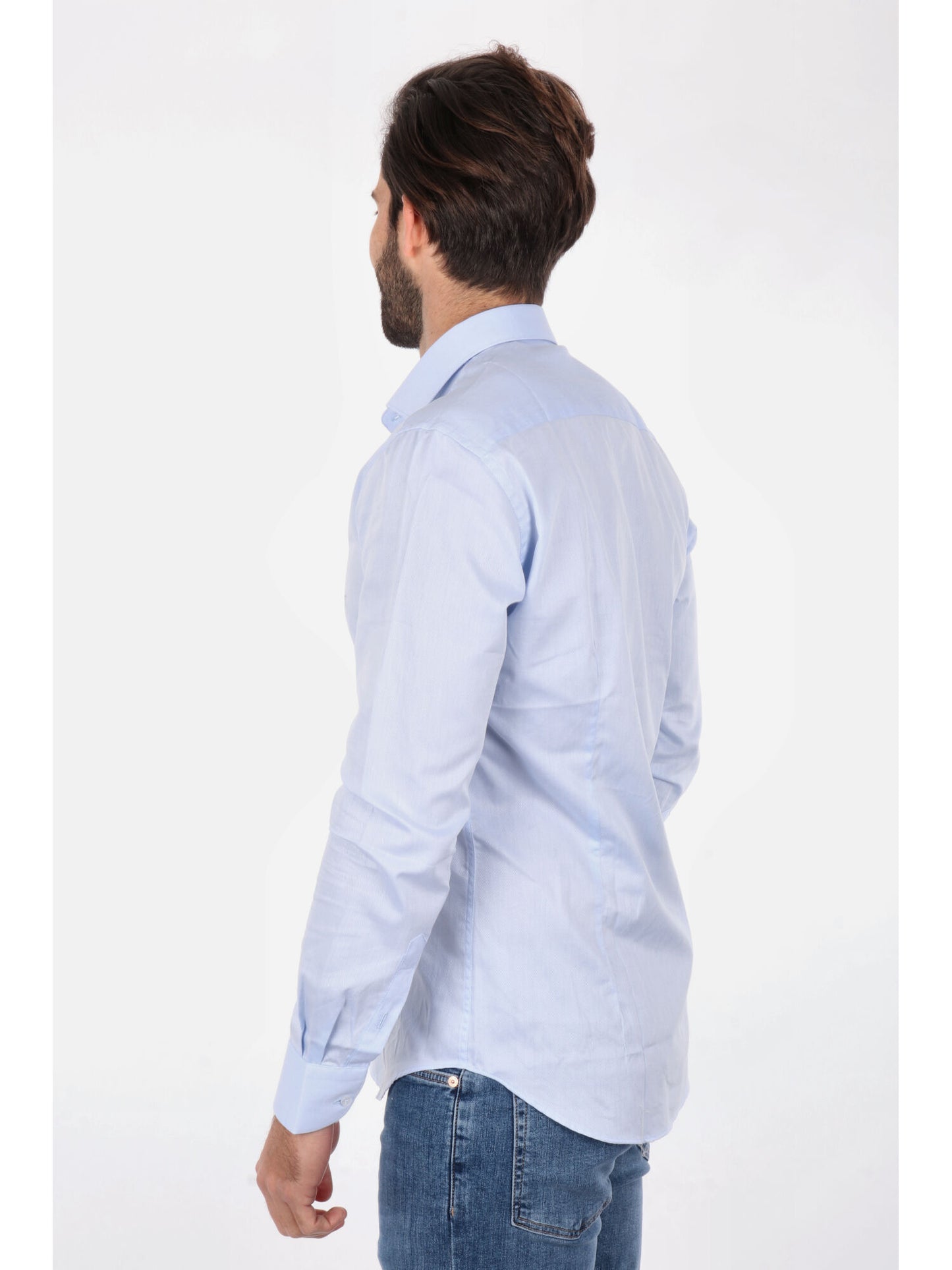 Camicia azzurra da uomo FB in puro cotone per cerimonia primavera-estate