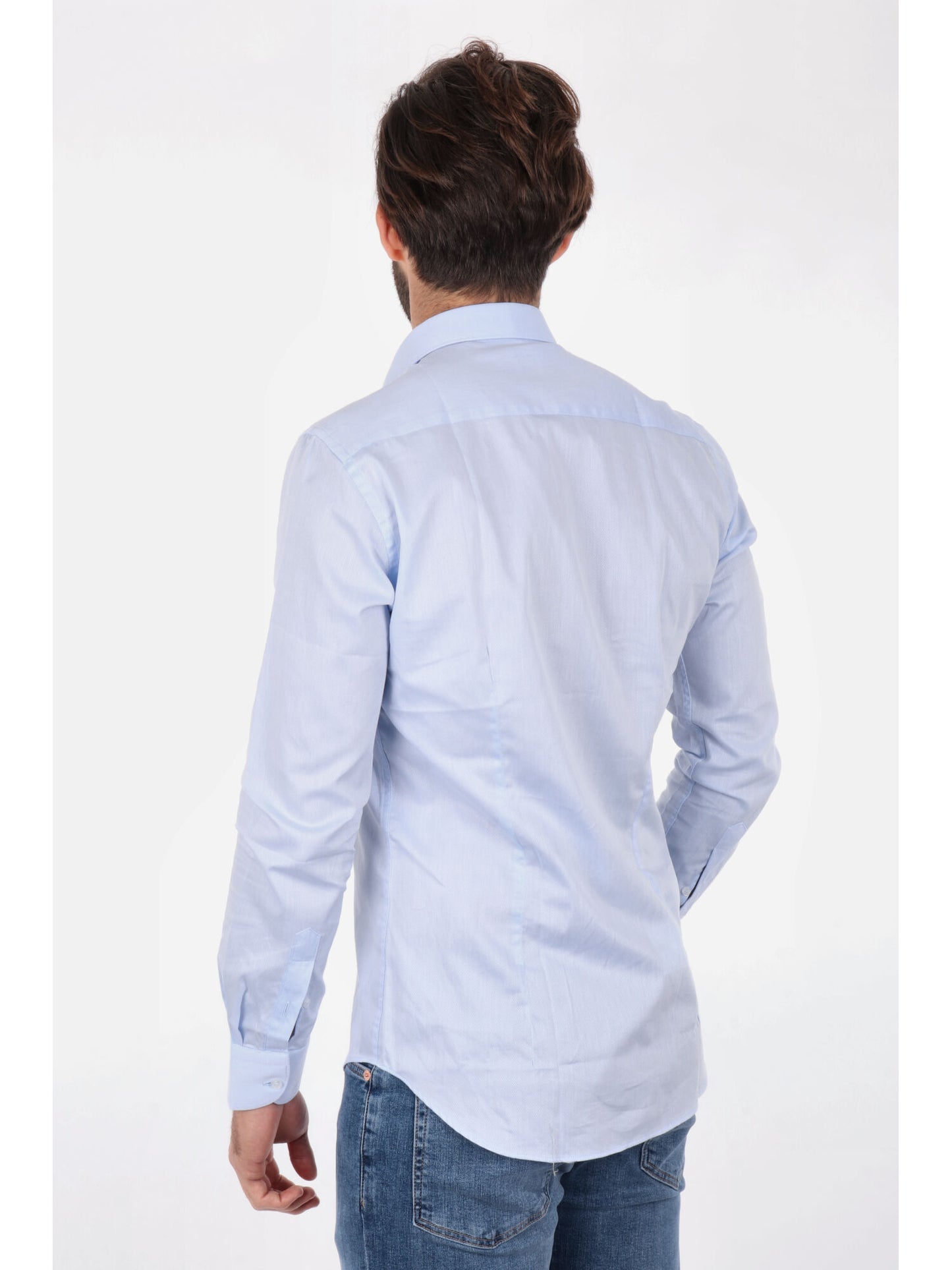 Camicia azzurra da uomo FB in puro cotone per cerimonia primavera-estate
