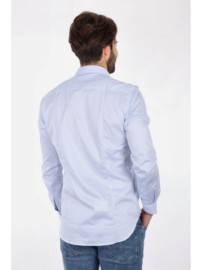 Camicia azzurra da uomo FB in puro cotone per cerimonia primavera-estate