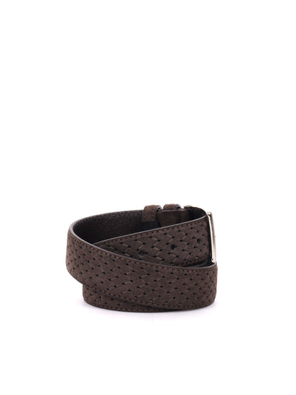 CINTURA IN PELLE CON MOTIVO FB UNISEX TESTA TESTA DI MORO