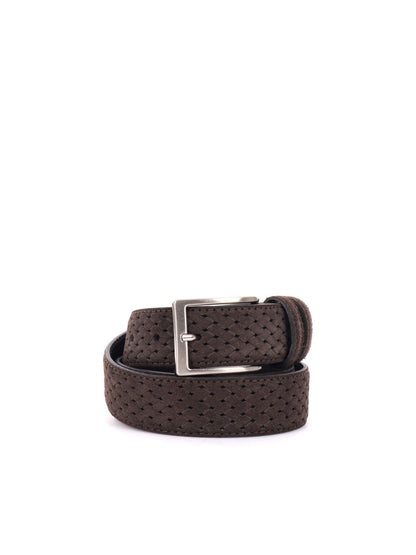 CINTURA IN PELLE CON MOTIVO FB UNISEX TESTA TESTA DI MORO