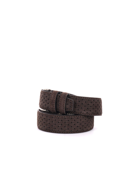 CINTURA IN PELLE CON MOTIVO FB UNISEX TESTA TESTA DI MORO