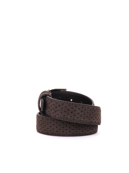 CINTURA IN PELLE CON MOTIVO FB UNISEX TESTA TESTA DI MORO