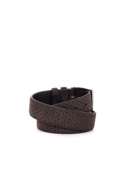 CINTURA IN PELLE CON MOTIVO FB UNISEX TESTA TESTA DI MORO