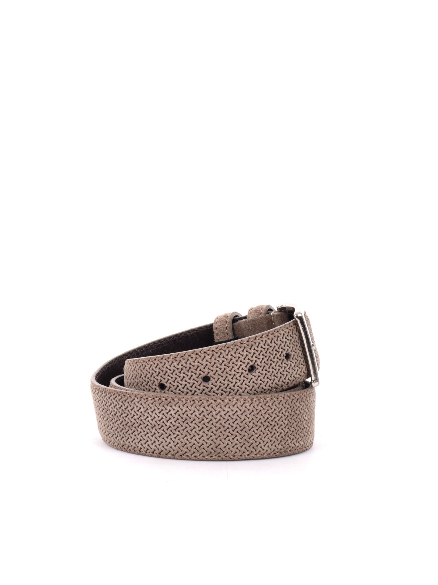 CINTURA IN PELLE CON MOTIVO FB UNISEX TAUPE