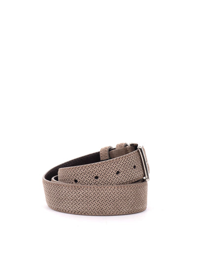 CINTURA IN PELLE CON MOTIVO FB UNISEX TAUPE