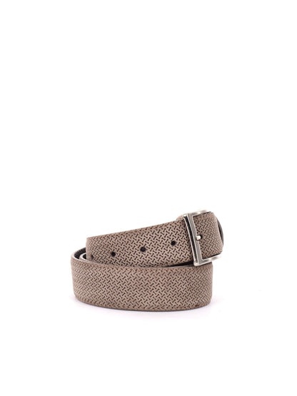 CINTURA IN PELLE CON MOTIVO FB UNISEX TAUPE