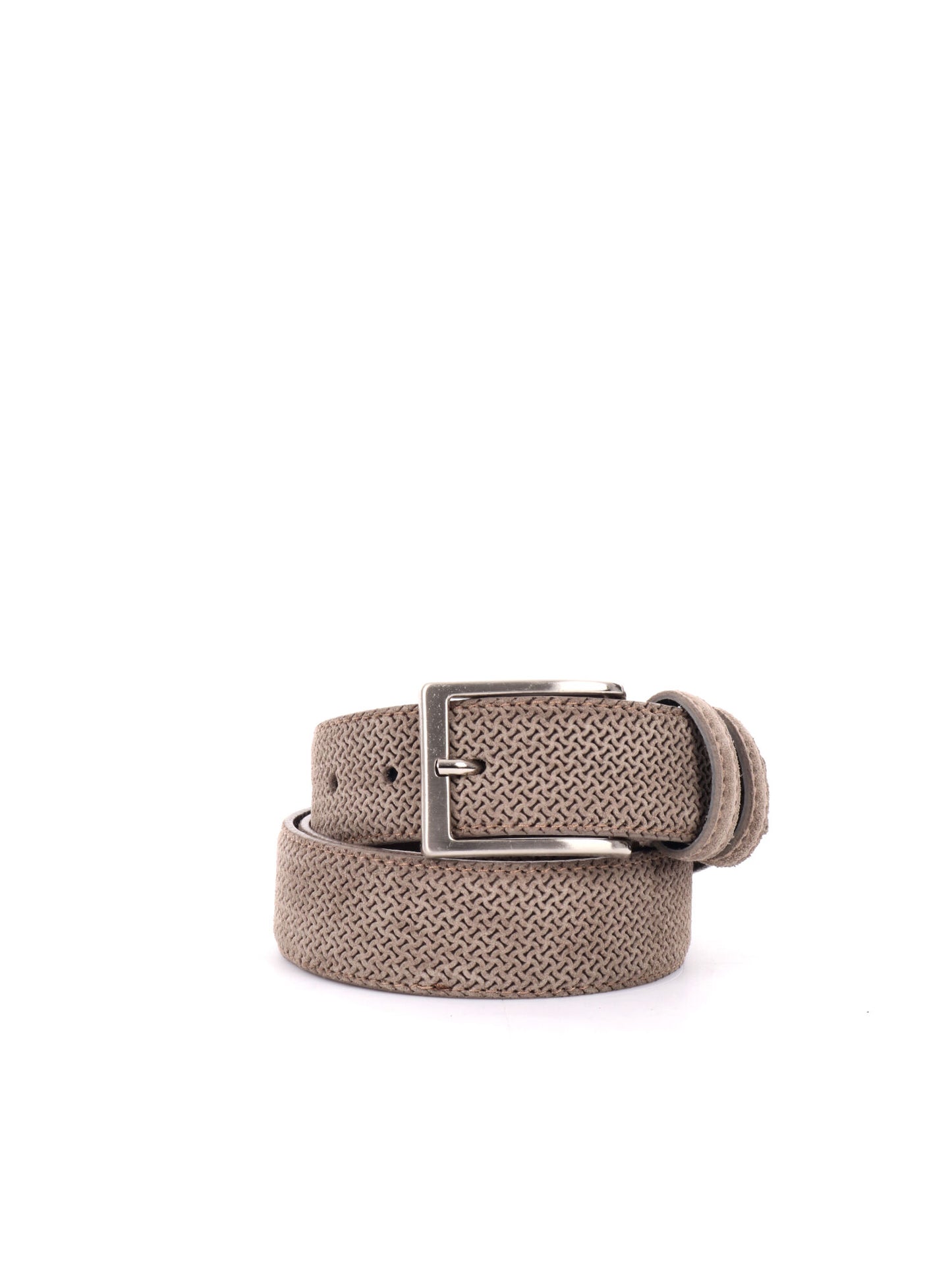 CINTURA IN PELLE CON MOTIVO FB UNISEX TAUPE