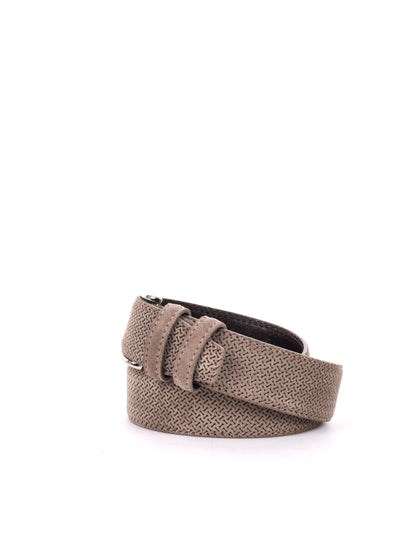 CINTURA IN PELLE CON MOTIVO FB UNISEX TAUPE
