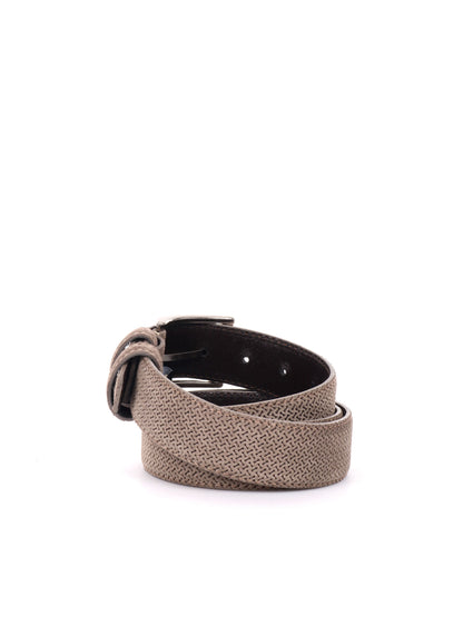 CINTURA IN PELLE CON MOTIVO FB UNISEX TAUPE