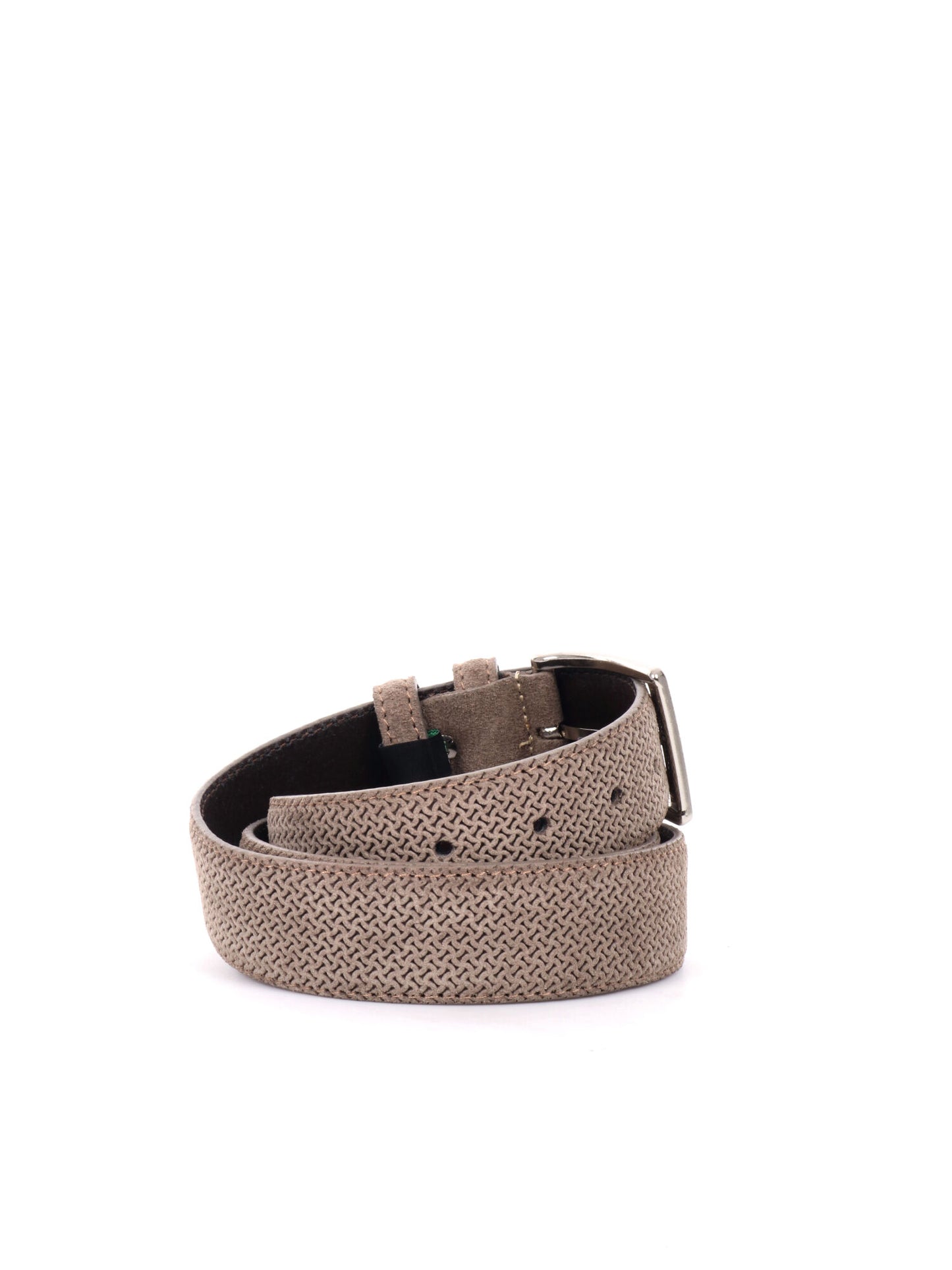 CINTURA IN PELLE CON MOTIVO FB UNISEX TAUPE