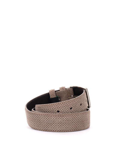 CINTURA IN PELLE CON MOTIVO FB UNISEX TAUPE