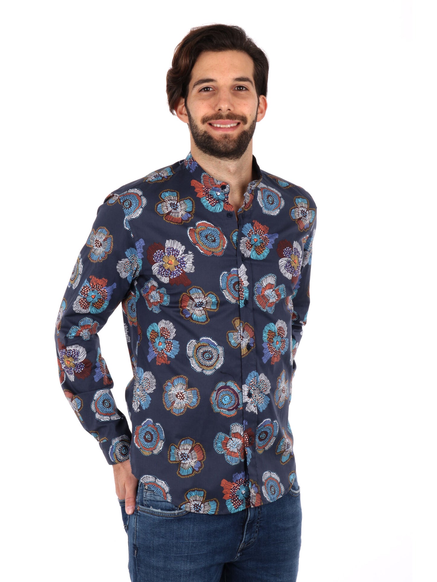 CAMICIA COLLETTO COREANO FB UOMO BLU