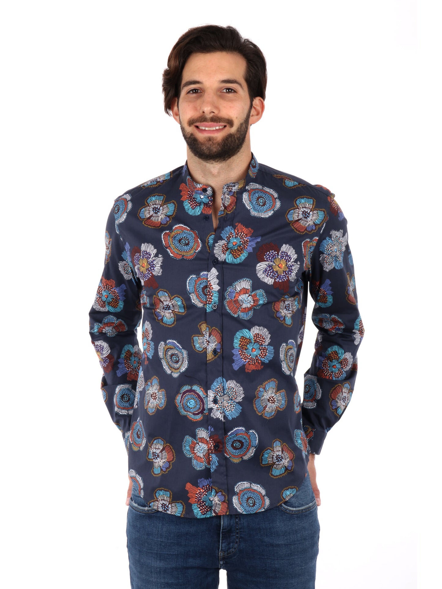 CAMICIA COLLETTO COREANO FB UOMO BLU