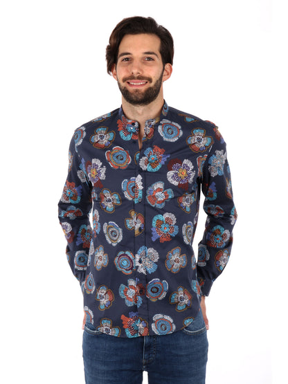 CAMICIA COLLETTO COREANO FB UOMO BLU