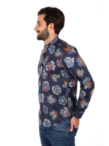 CAMICIA COLLETTO COREANO FB UOMO BLU