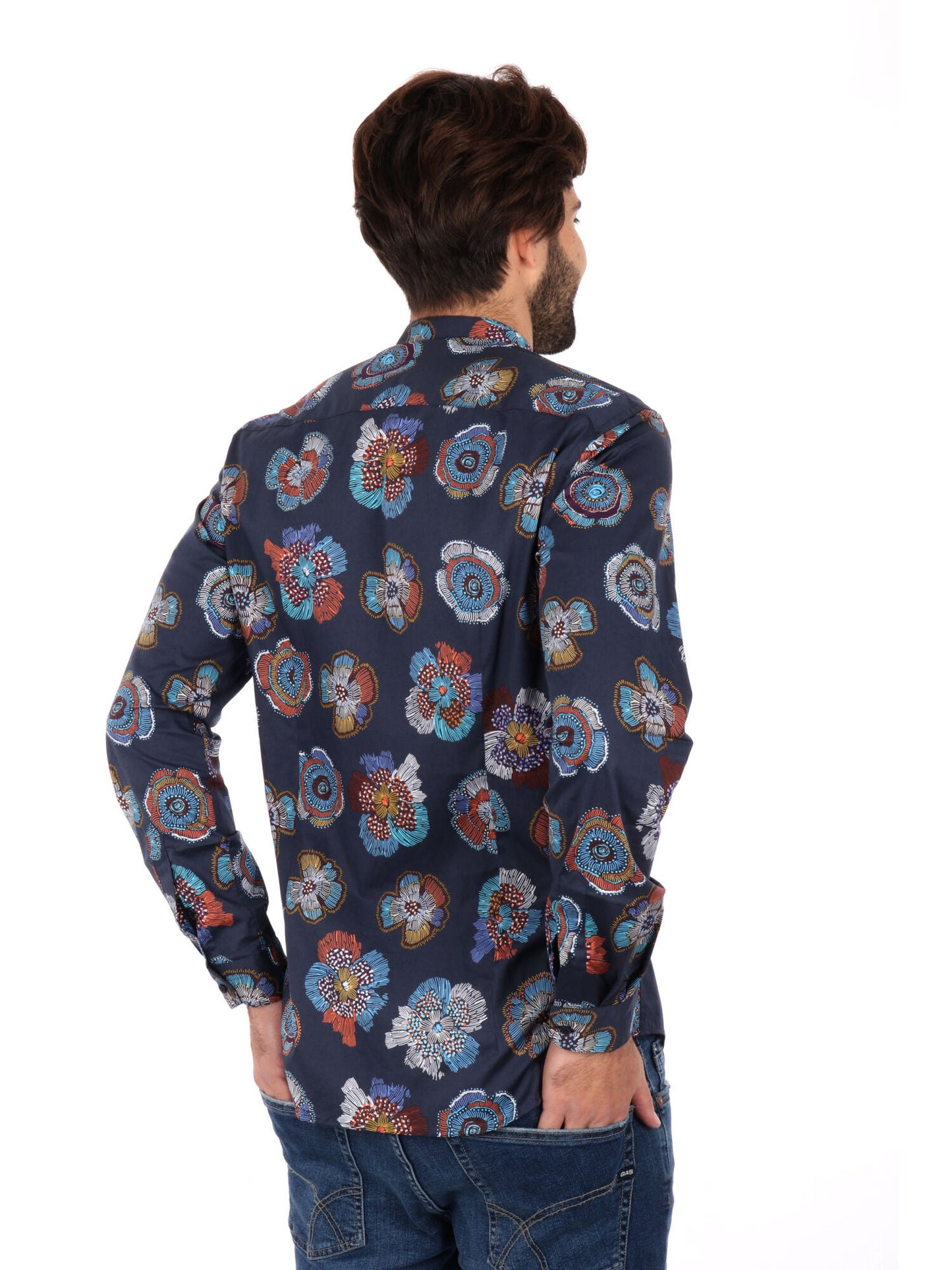 CAMICIA COLLETTO COREANO FB UOMO BLU