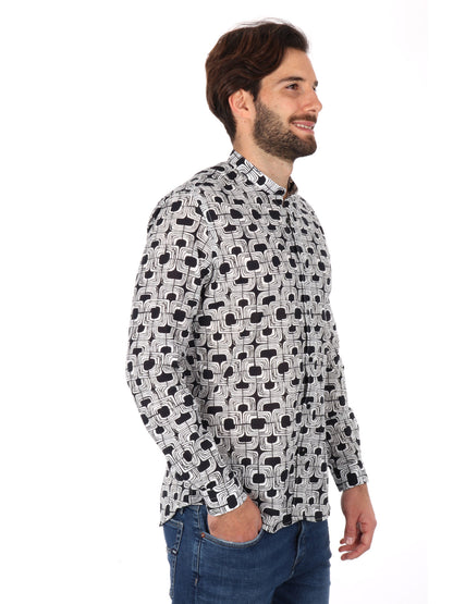 CAMICIA COLLETTO COREANO FB UOMO BIANCO-NERO
