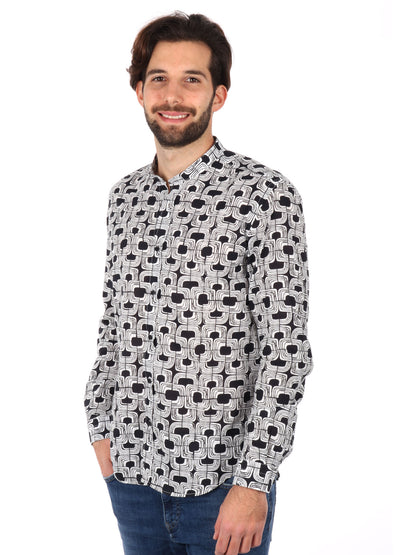 CAMICIA COLLETTO COREANO FB UOMO BIANCO-NERO