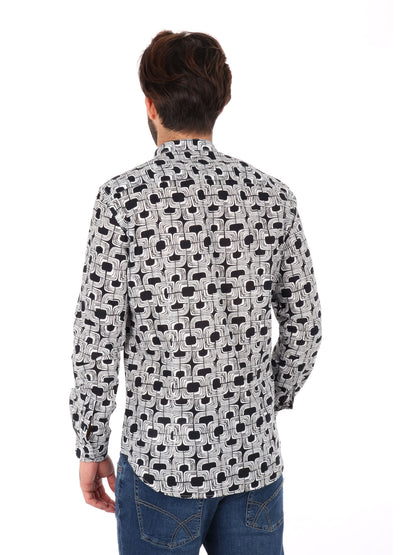 CAMICIA COLLETTO COREANO FB UOMO BIANCO-NERO