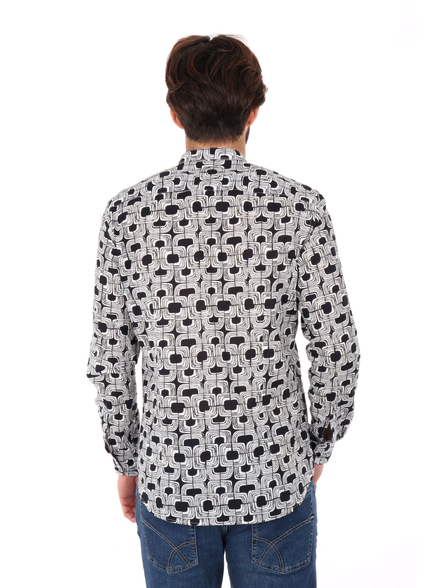 CAMICIA COLLETTO COREANO FB UOMO BIANCO-NERO