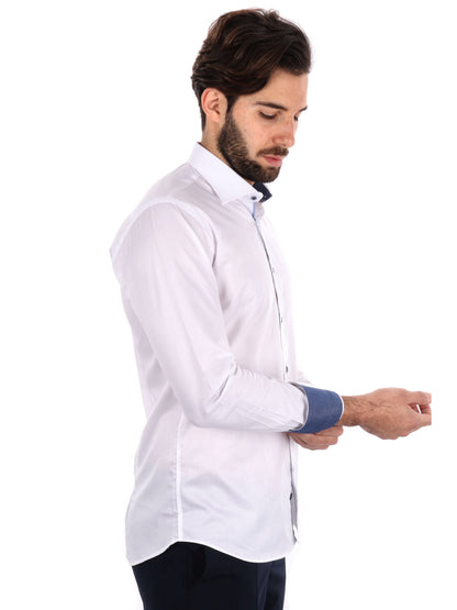Camicía FB Cognac 387 bianca slim da uomo, versatile ed elegante