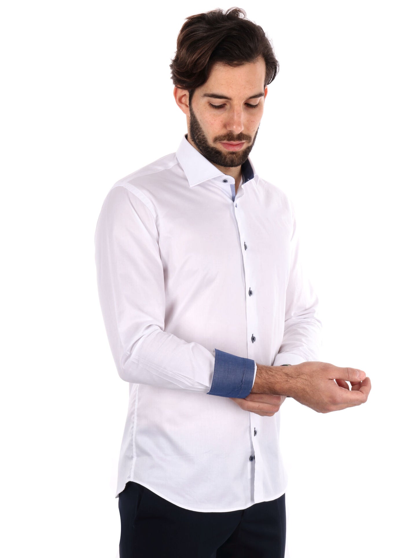 Camicía FB Cognac 387 bianca slim da uomo, versatile ed elegante