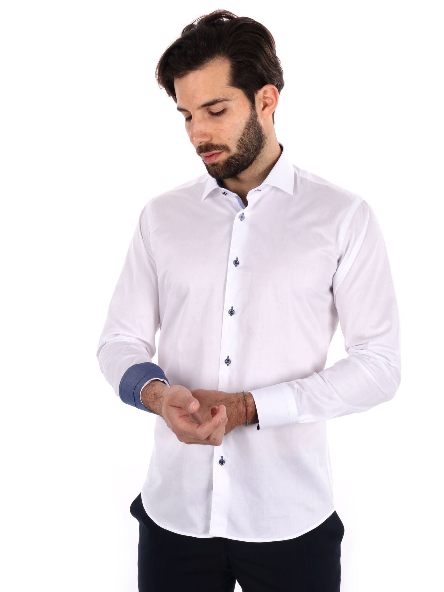 Camicía FB Cognac 387 bianca slim da uomo, versatile ed elegante