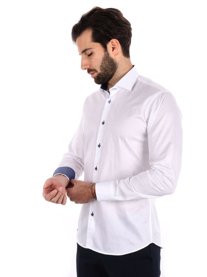Camicía FB Cognac 387 bianca slim da uomo, versatile ed elegante