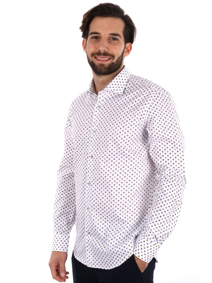 CAMICIA COMETA FB UOMO BIANCO-MARRONE