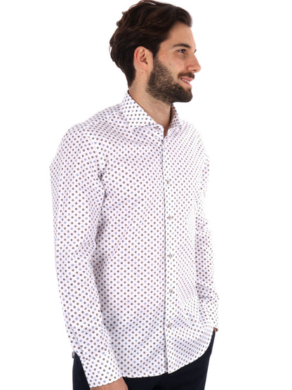 CAMICIA COMETA FB UOMO BIANCO-MARRONE