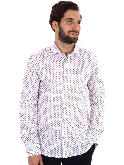 CAMICIA COMETA FB UOMO BIANCO-MARRONE