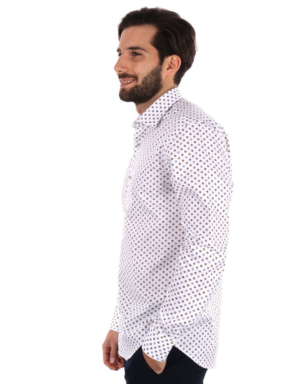 CAMICIA COMETA FB UOMO BIANCO-MARRONE