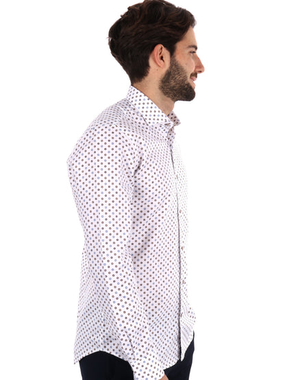 CAMICIA COMETA FB UOMO BIANCO-MARRONE