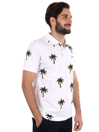 POLO STAMPA ALL-OVER SUN68 UOMO BIANCO