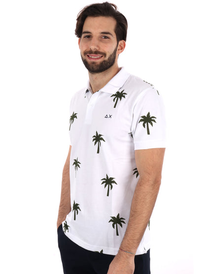 POLO STAMPA ALL-OVER SUN68 UOMO BIANCO