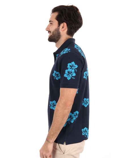 POLO STAMPA ALL-OVER SUN68 UOMO BLU