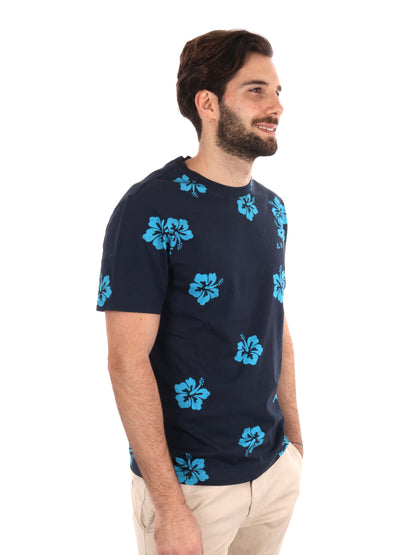 T-SHIRT STAMPA ALL-OVER SUN68 UOMO BLU