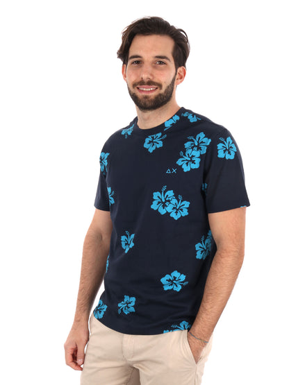 T-SHIRT STAMPA ALL-OVER SUN68 UOMO BLU