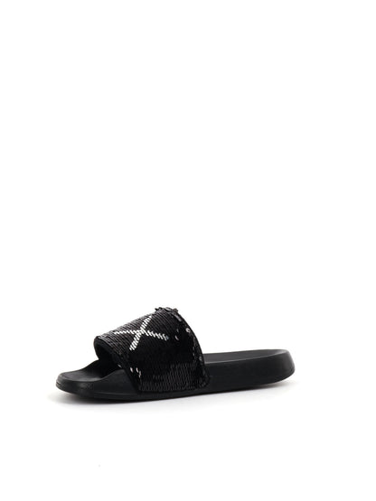 CIABATTA SLIPPERS PAILLETTES SUN68 DONNA NERO-ARGENTO