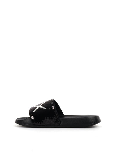 CIABATTA SLIPPERS PAILLETTES SUN68 DONNA NERO-ARGENTO