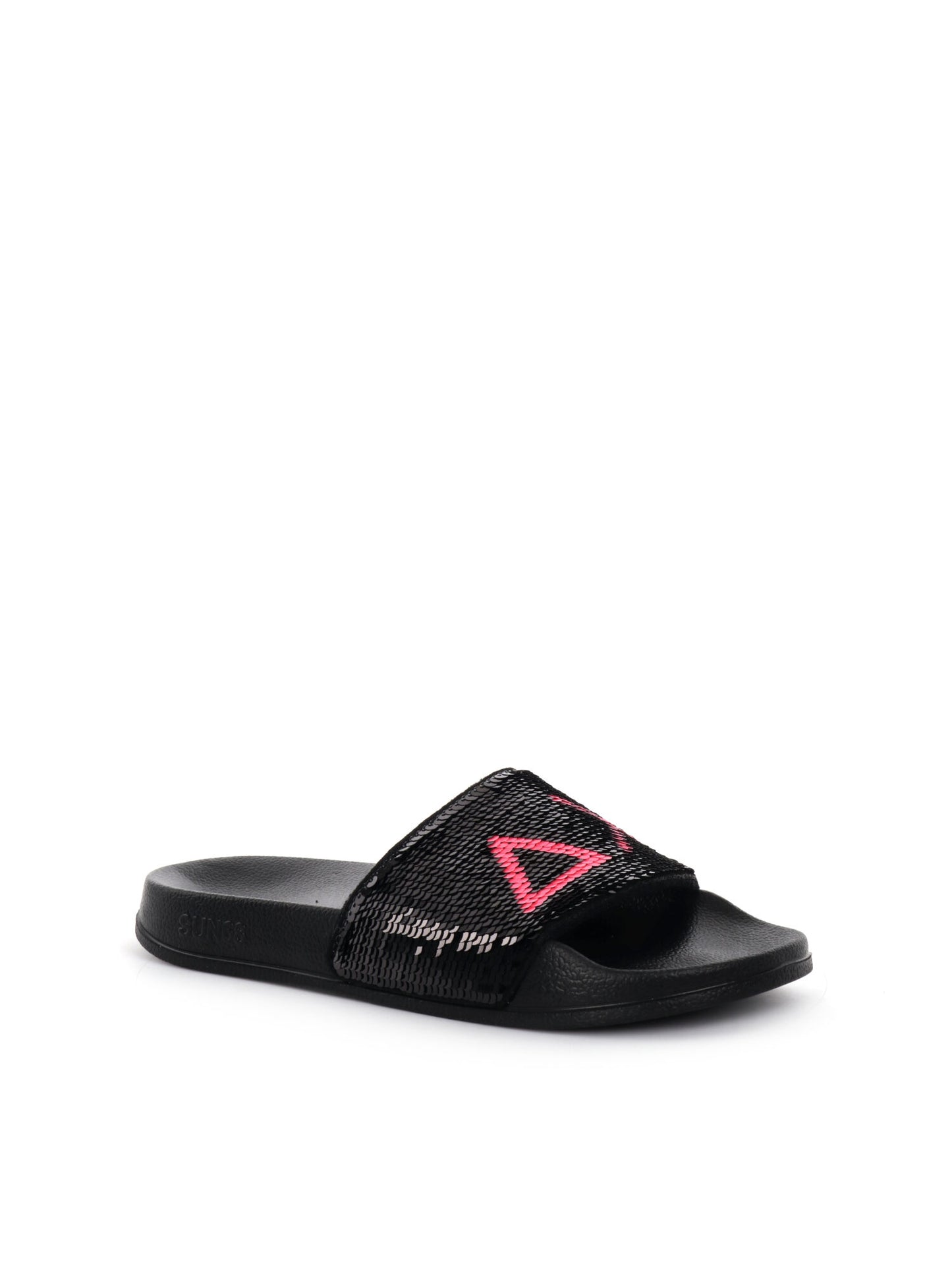 CIABATTA SLIPPERS PAILLETTES SUN68 DONNA NERO FUXIA
