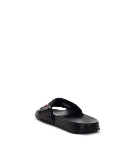 CIABATTA SLIPPERS PAILLETTES SUN68 DONNA NERO FUXIA
