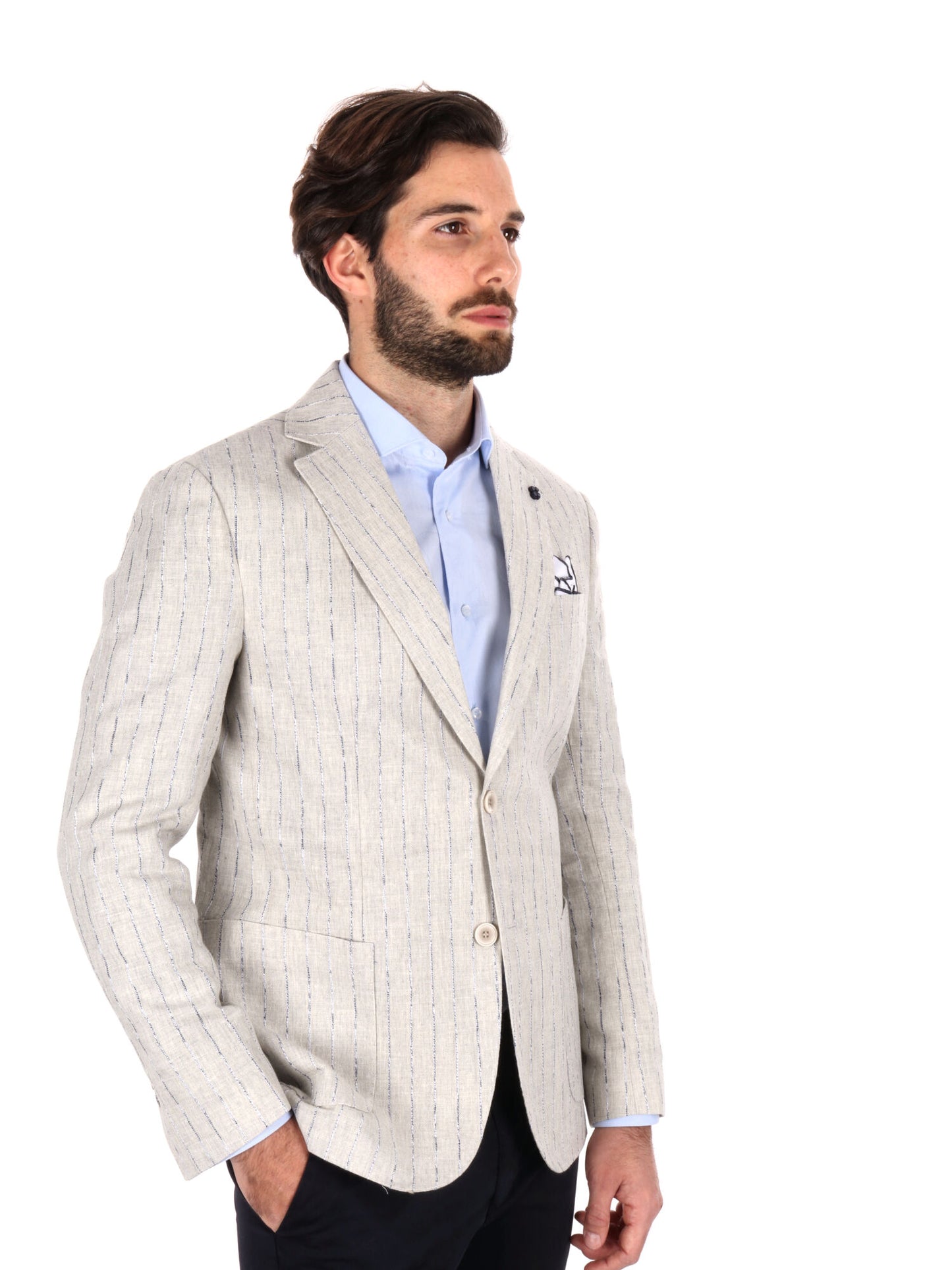 GIACCA MONOPETTO FB UOMO GESSATO GRIGIO
