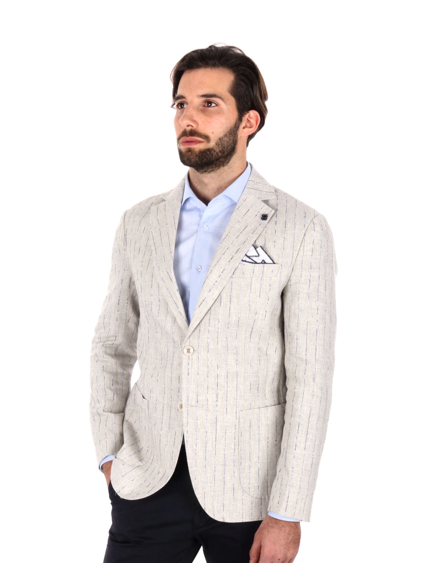 GIACCA MONOPETTO FB UOMO GESSATO GRIGIO