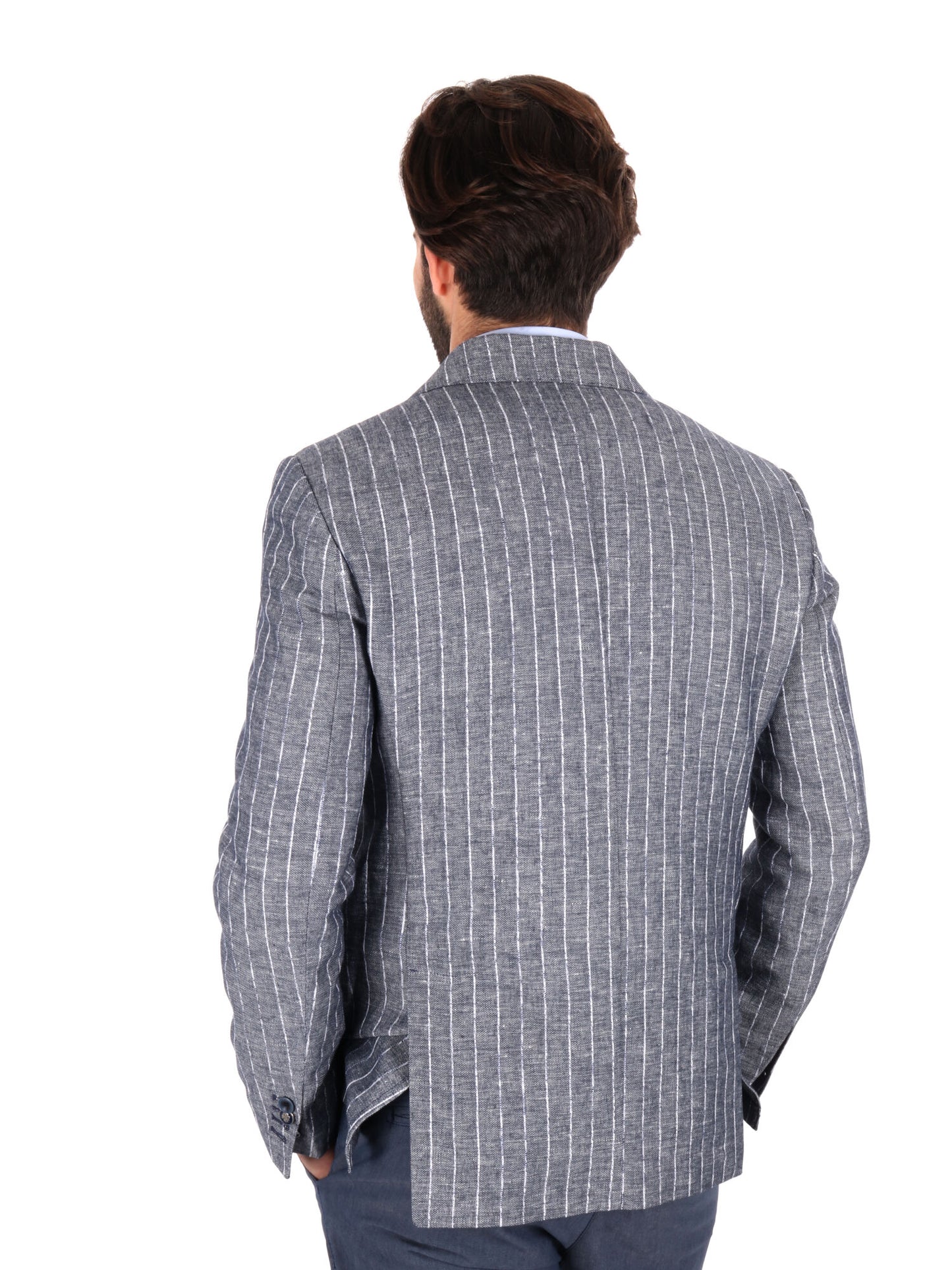 GIACCA MONOPETTO FB UOMO GESSATO BLU