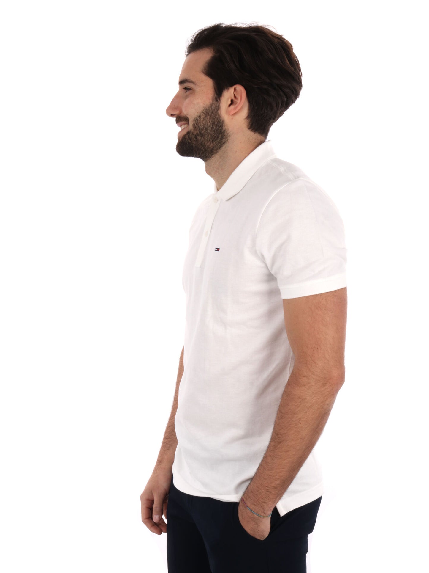 POLO SLIM PLACKET TOMMY JEANS UOMOBIANCO