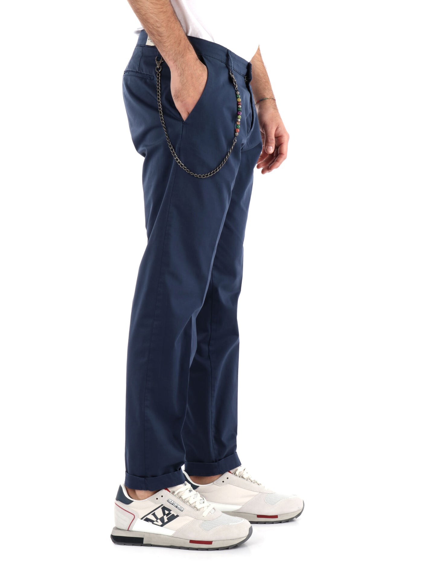 PANTALONE CON PENCE E CATENA FB UOMO BLU MEDIO