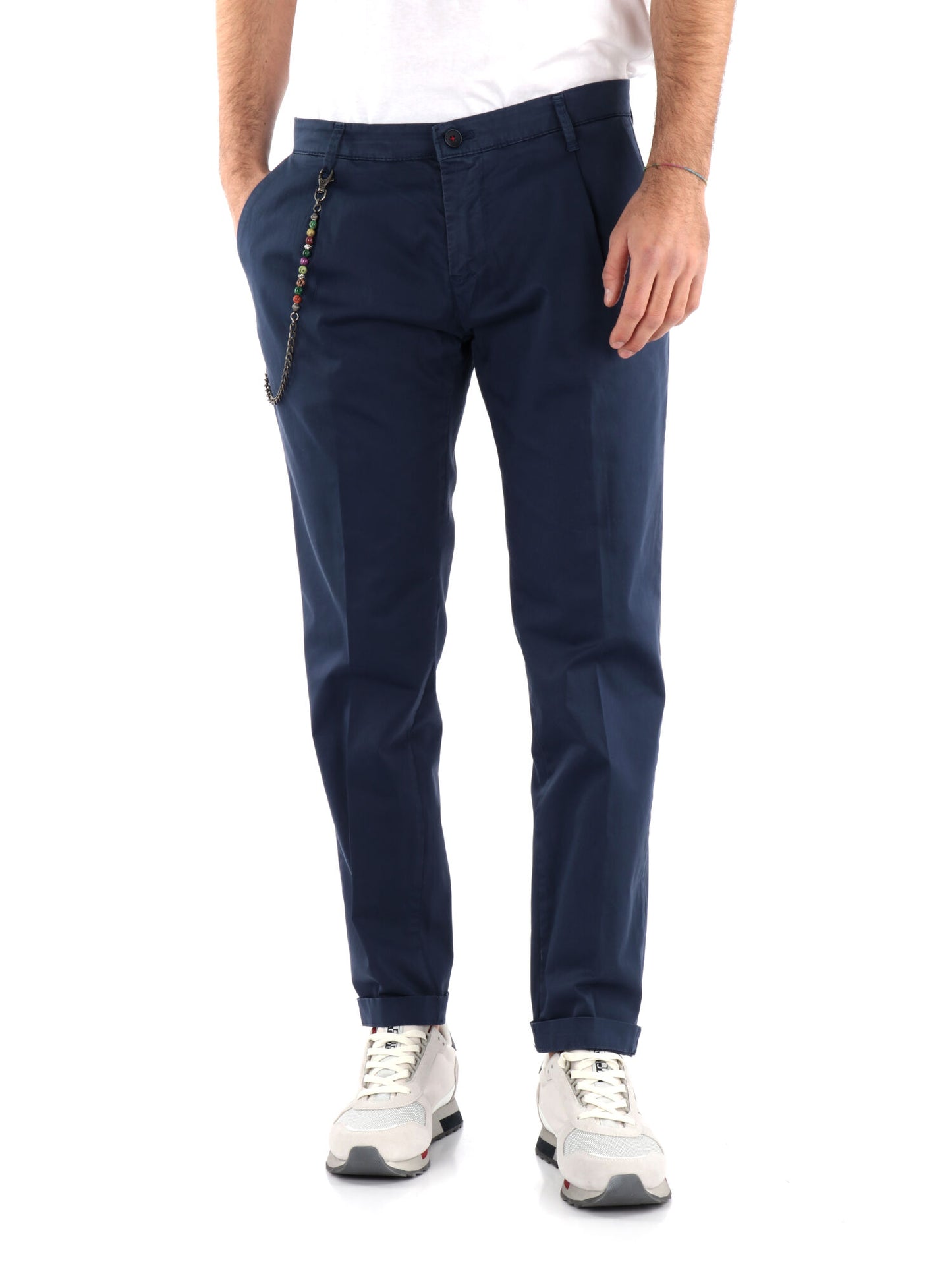 PANTALONE CON PENCE E CATENA FB UOMO BLU MEDIO