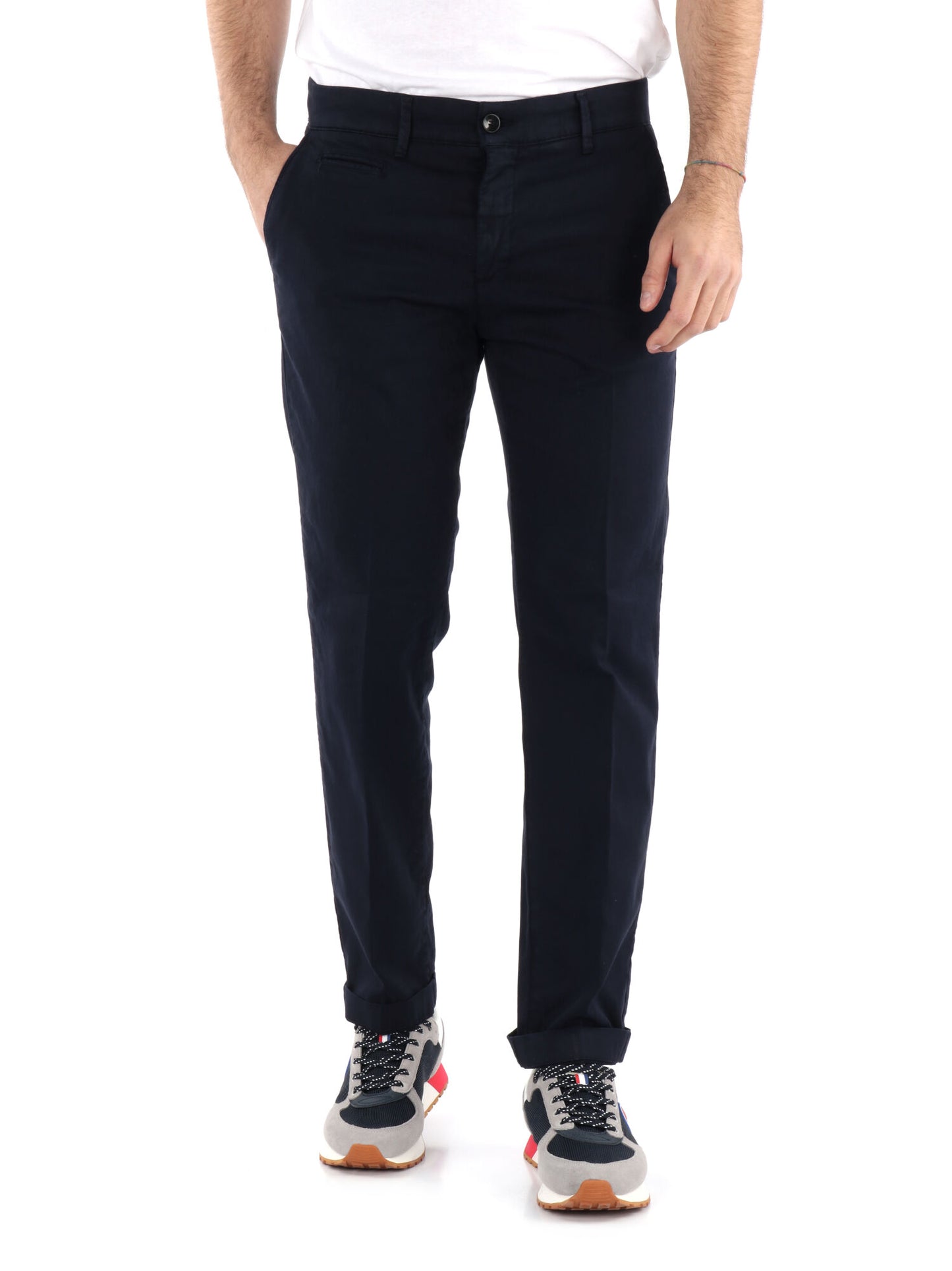 Pantalone classico FB da uomo in cotone blu